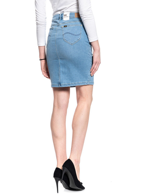 Lee Lee Spódnica mini PENCIL SKIRT Niebieski Regular Fit