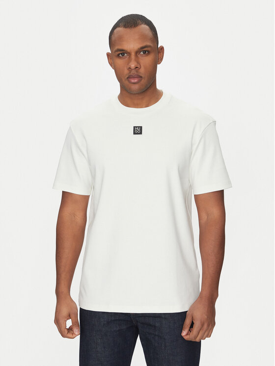 HUGO Męski T-Shirt, rozmiar S, Écru, Dalile 50505201