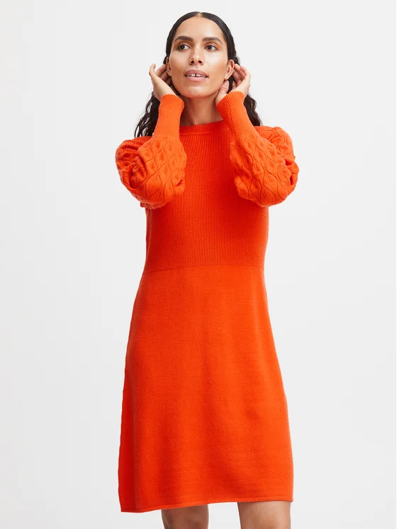b.young Strickkleid 20813517 Orange Regular Fit