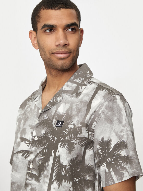 Converse Converse Camicia M Aop Resort Shirt 10026435-A01 Nero Regular Fit