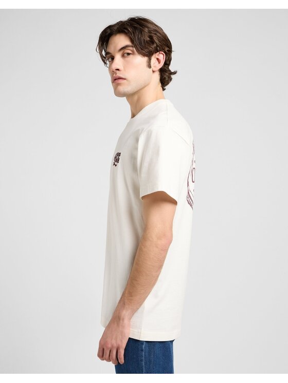 Lee Lee T-Shirt Relaxed Graphic Tee Biały Relaxed Fit