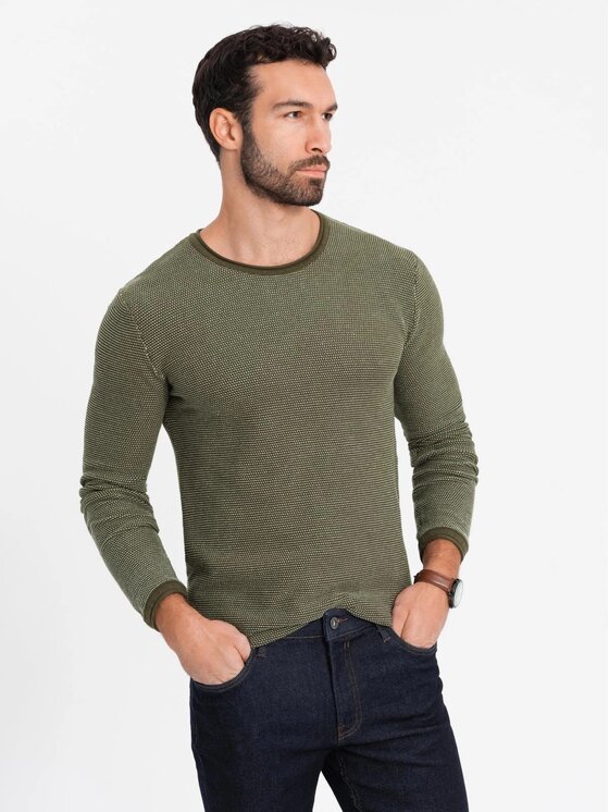 Ombre Ombre Sweter OM-SWSW-0118 Zielony Regular Fit