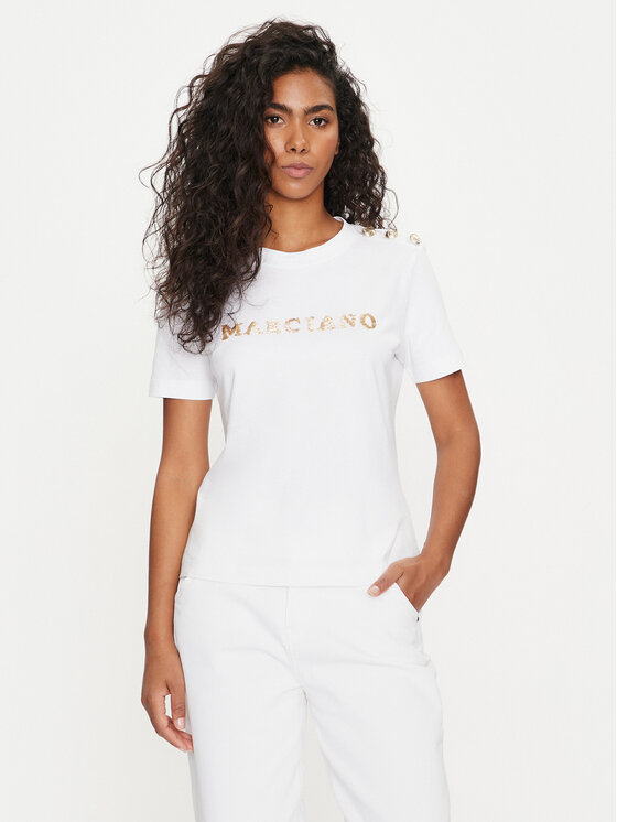Marciano Guess T shirt 4GGP18 6255A Blanc Regular Fit Modivo