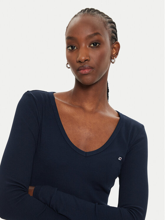Tommy Jeans Tommy Jeans Blúzka Essential DW0DW17990 Tmavomodrá Slim Fit