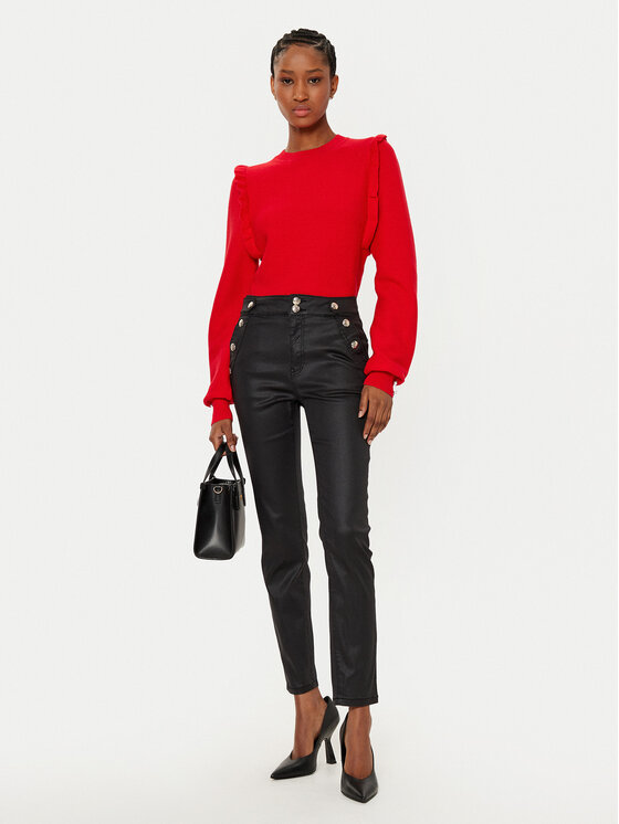 Morgan Morgan Pantaloni din imitație de piele 242-PARTY Negru Slim Fit