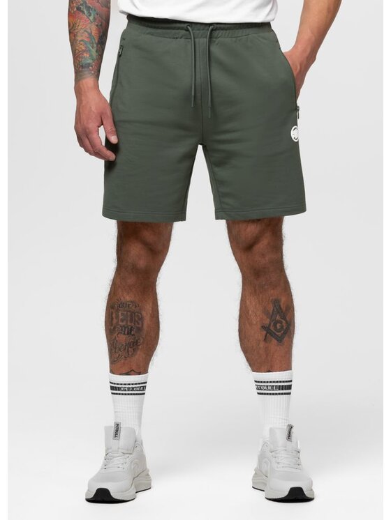 PITBULL PITBULL Szorty materiałowe SMALL LOGO NUGGET Zielony ciemny Regular Fit