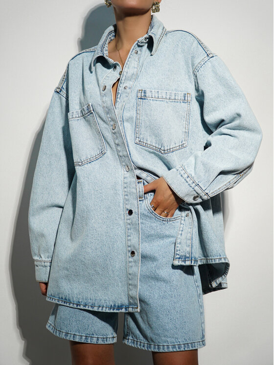 LilaLou LilaLou Kurtka jeansowa Good Vibes Niebieski Oversize