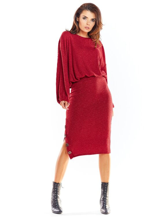 Awama Awama Sweter A318 Bordowy Basic Fit