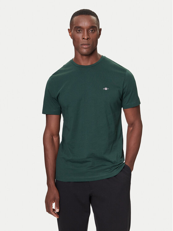 Gant Gant Marškinėliai Shield 2003184 Žalia Regular Fit