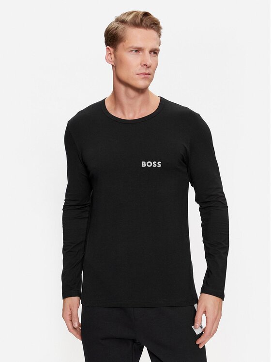 Boss Majica z dolgimi rokavi Ls-Shirt Rn Infinity 50499357 Črna Slim Fit