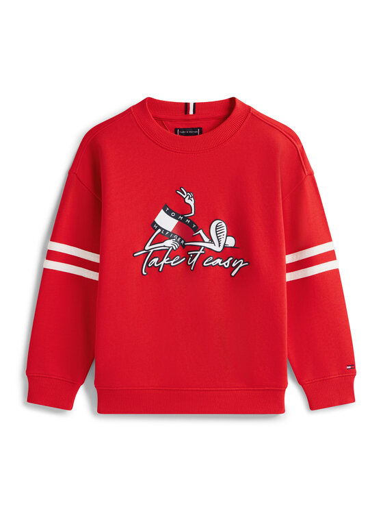 Tommy Hilfiger Tommy Hilfiger Džemperis Wavy Flag KB0KB10315 Raudona Regular Fit