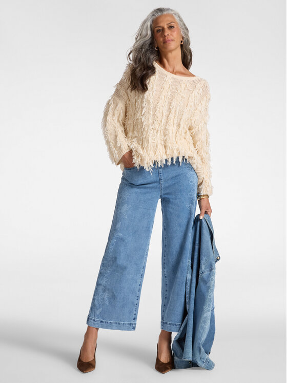 Elena Mirò Elena Mirò Sweter M548E001929N011 Biały Boxy Fit