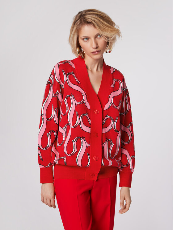 Simple Pletena jopica SWD514-01 Rdeča Relaxed Fit