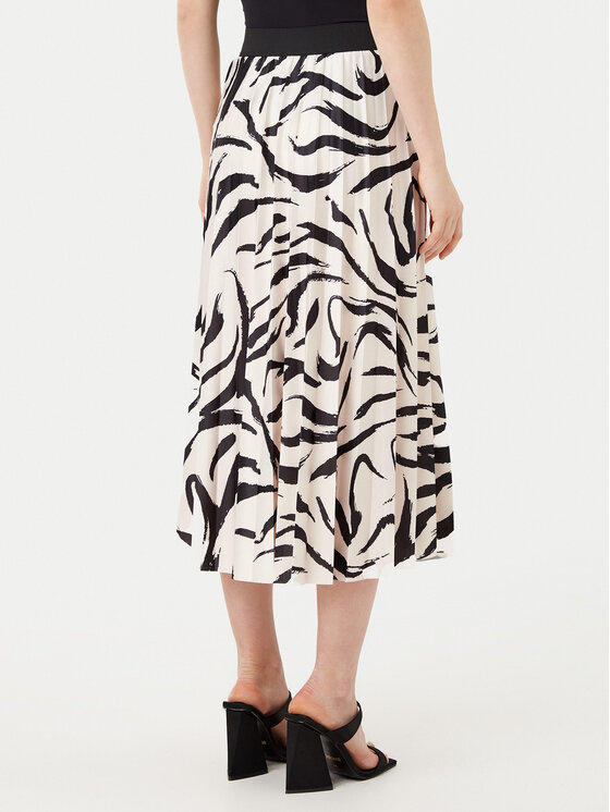 Vila Vila Πλισέ φούστα Nitban Print 14068477 Μπεζ Regular Fit
