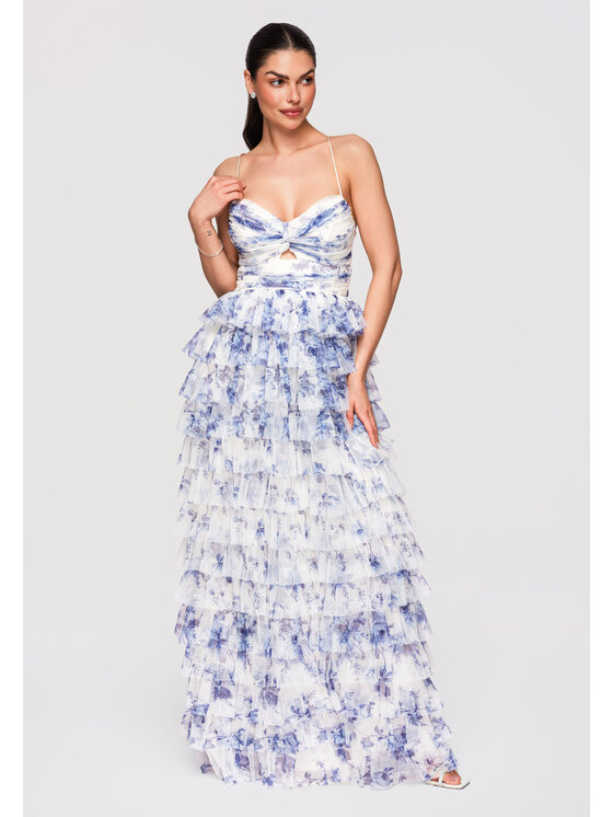 Ombre Ombre Sukienka wieczorowa LA-OM-DLR317 Niebieski Slim Fit
