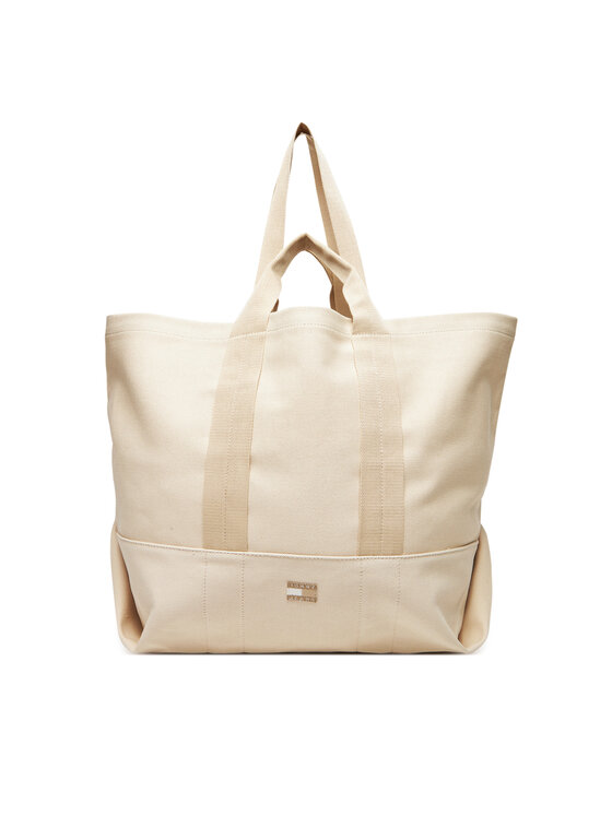 Geantă Tommy Jeans Tjw Tote Edition Canvas AW0AW17542 Bej