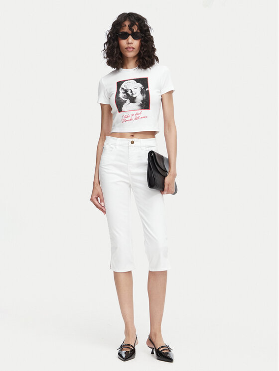 Guess Guess Spodnie capri W6YB40 W5139 Biały Slim Fit