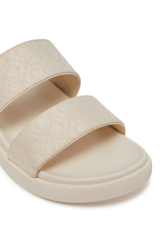 Calvin Klein Calvin Klein Şlapi Flat Slide Jacq HW0HW02486 Écru