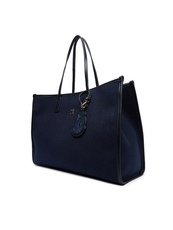 Tommy Hilfiger Tommy Hilfiger Ročna torba Th City Large Tote Melton AW0AW18215 Mornarsko modra