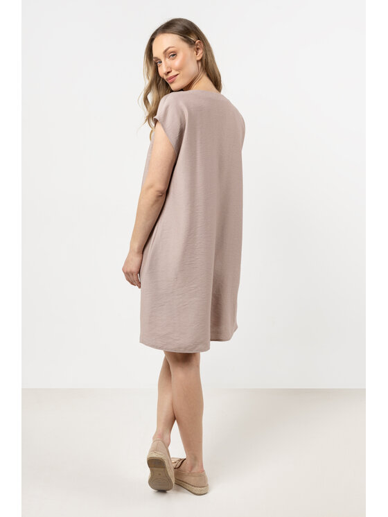 Awama Awama Sukienka letnia A731 Beżowy Basic Fit
