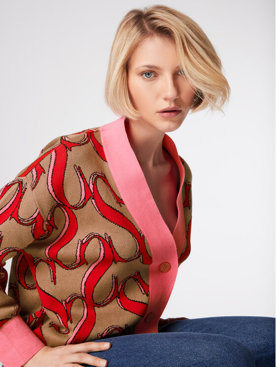 Simple Simple Cardigan SWD514-02 Marrone Relaxed Fit