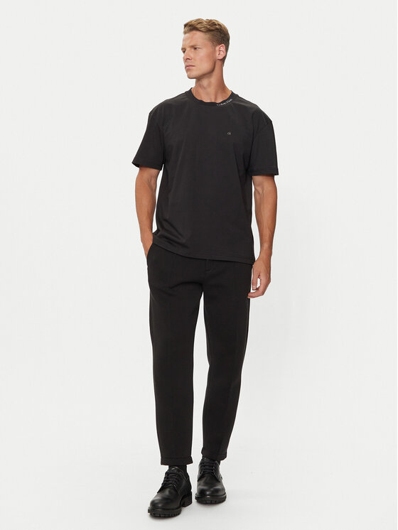 Calvin Klein Calvin Klein T-shirt Neck Logo K10K114091 Crna Regular Fit