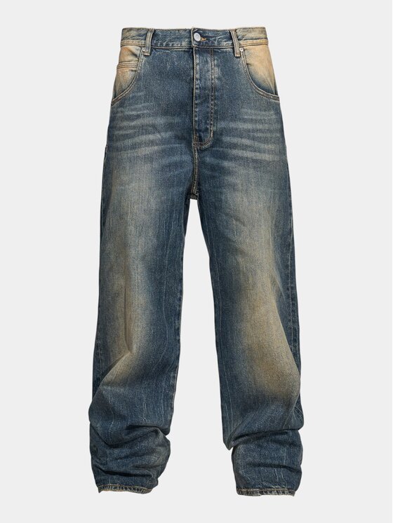 MADE BY SOCIETY MADE BY SOCIETY Spodnie materiałowe AXIS WIDE - P17155 Niebieski Basic Fit