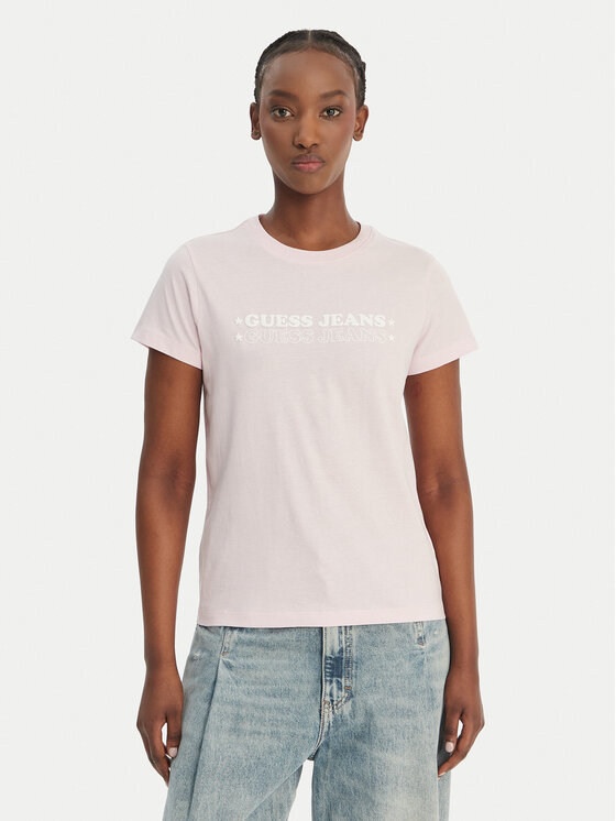 Guess Jeans Guess Jeans Tričko W6GIC5 K8HM0 Ružová Regular Fit