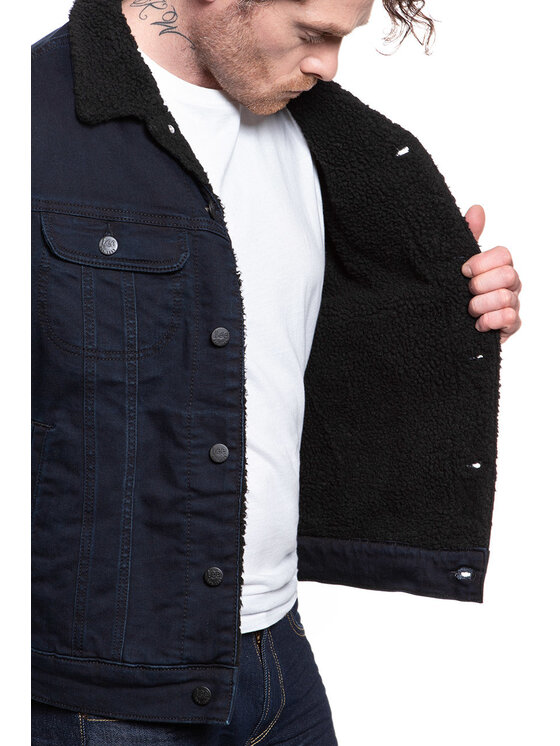 Lee Lee Kurtka jeansowa SHERPA JACKET Niebieski Regular Fit