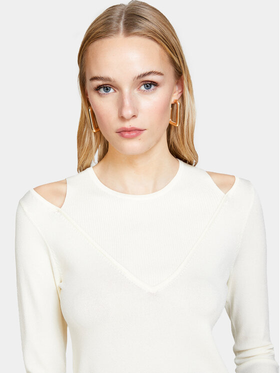 Sisley Sisley Sveter 1B7YM104G Écru Slim Fit
