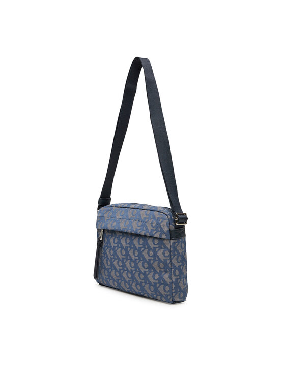 Calvin Klein Calvin Klein Saszetka Slouched Monogram Mini Zip Fligh LV04G3175G Błękitny