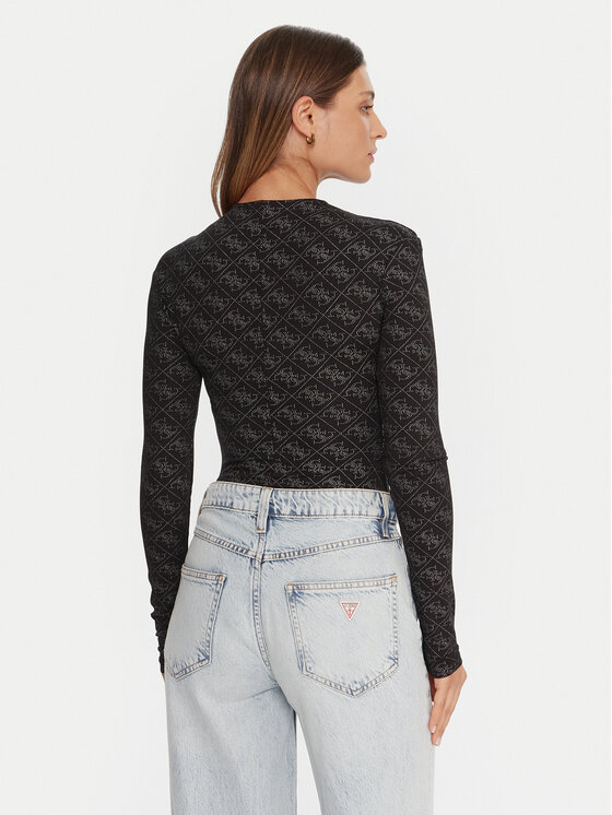 Guess Guess Боді W5BP09 K68D2 Чорний Slim Fit