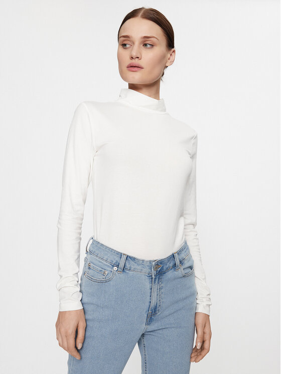 JDY Bluză cu gât 15165633 Alb Slim Fit