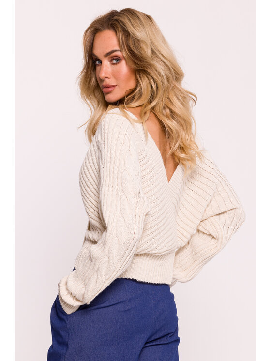 Made of Emotion Made of Emotion Sweter M809 Écru Active Fit