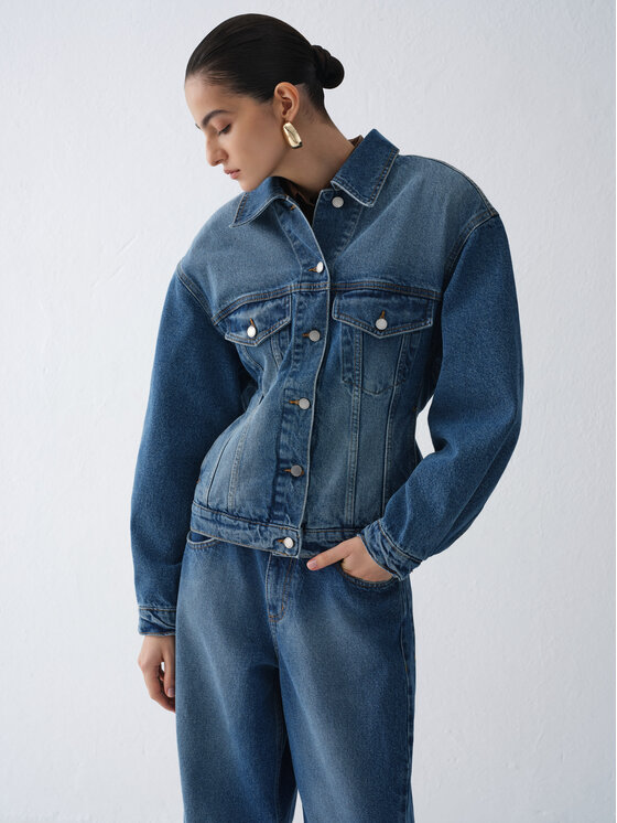 La Mania La Mania Kurtka jeansowa HAIM Niebieski Basic Fit
