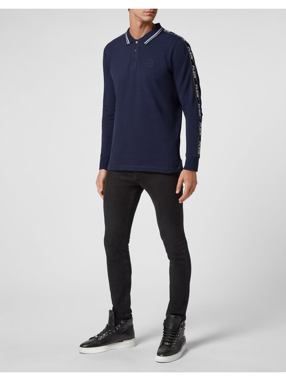 PHILIPP PLEIN PHILIPP PLEIN Polo 23807 Granatowy Regular Fit