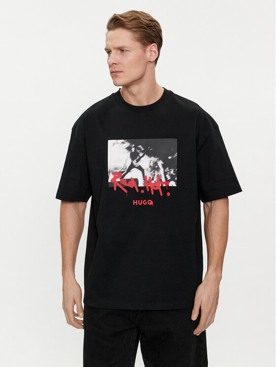 HUGO Hugo Тишърт Domenade 50504871 Черен Oversize