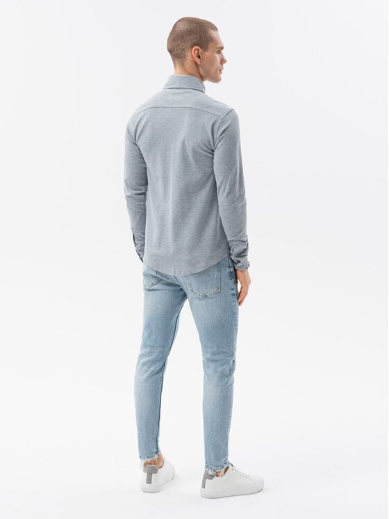 Ombre Ombre Košile K540 Šedá Slim Fit