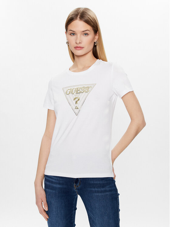T-shirt Triangle W3GI61 K6YW1 Bianco Slim Fit