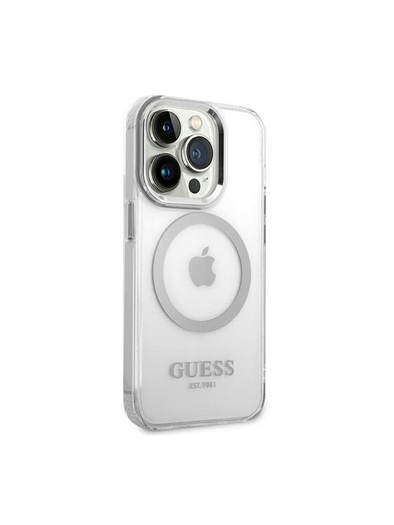 Guess Guess Etui na telefon Outline MagSafe Srebrny