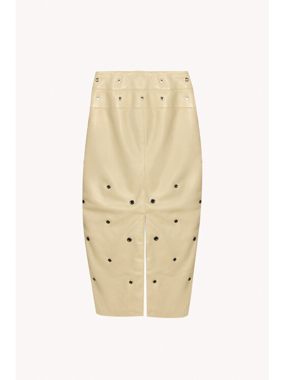 Epuzer Epuzer Spódnica skórzana Embroidered leather Kremowy Standard Fit