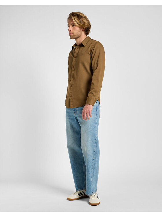 Lee Lee Koszula PATCH SHIRT Brązowy Regular Fit