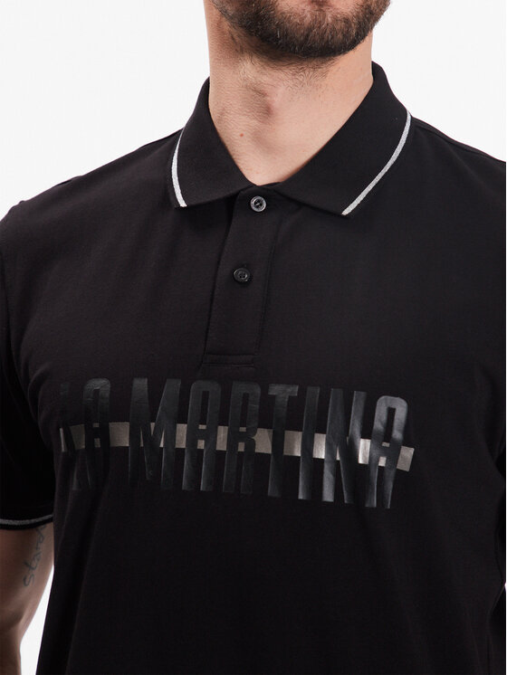 La Martina La Martina Polo majica VMP308 JS324 Črna Regular Fit
