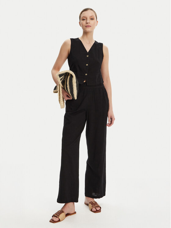 Vero Moda Vero Moda Kalhoty z materiálu Caia 10333796 Černá Wide Leg
