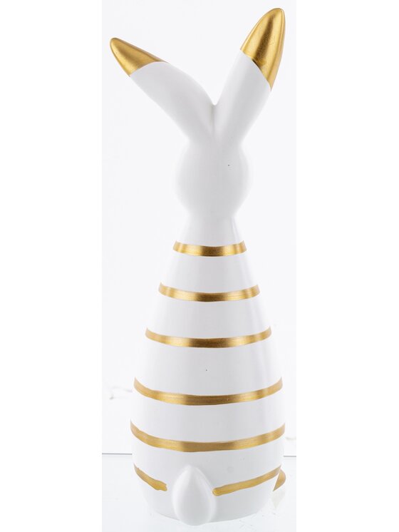 MIAhome MIAhome Figurka królik dolomitowy w złote paski 26x10x9 cm Kolorowy