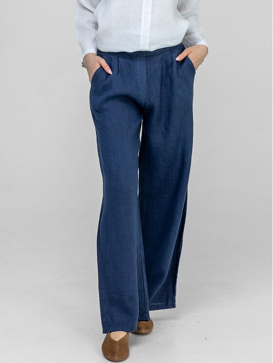 Perso Perso Spodnie materiałowe PTE266362F Granatowy Wide Leg