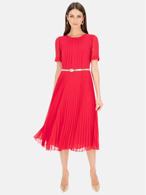 Potis & Verso Potis & Verso Sukienka elegancka Debora Różowy Slim Fit