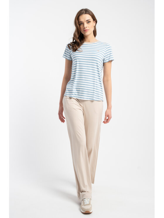 CLICK CLICK Kalhoty z materiálu 30-421 Béžová Loose Fit