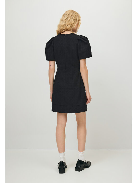 BIZUU BIZUU Koktejlové šaty TIBA BLACK A-LINE MINI TWEED DRESS Černá Standard Fit