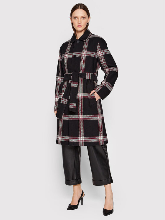 KARL LAGERFELD KARL LAGERFELD Демісезонний плащ Logo Check 220W1582 Чорний Relaxed Fit